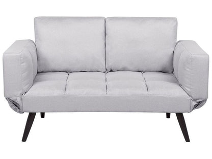 Sofa Bed White Loveseat Adjustable Armrests Minimalist Beliani
