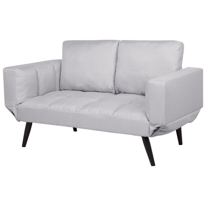 Sofa Bed White Loveseat Adjustable Armrests Minimalist Beliani