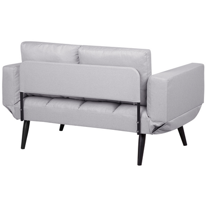 Sofa Bed White Loveseat Adjustable Armrests Minimalist Beliani