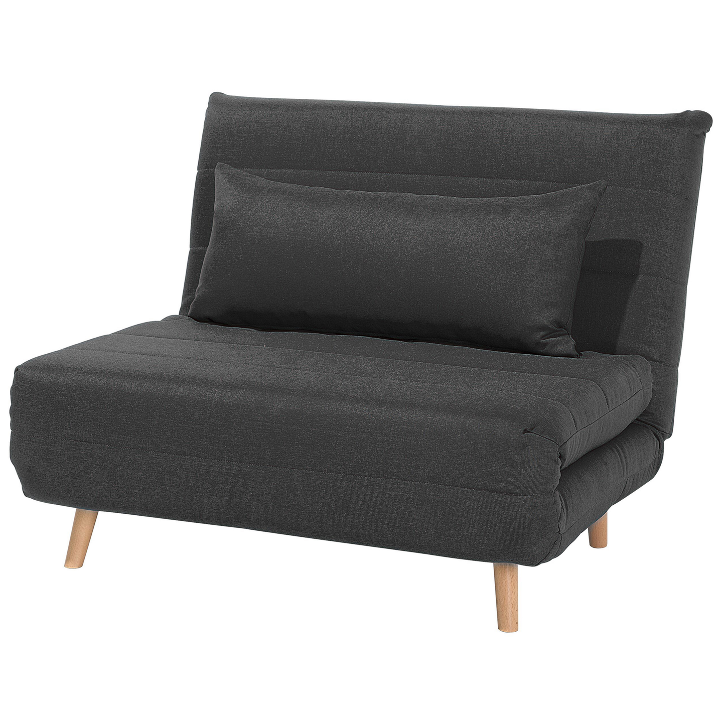 Small Sofa Bed Dark Grey Fabric 1 Seater Fold-Out Sleeper Armless Scandinavian Beliani