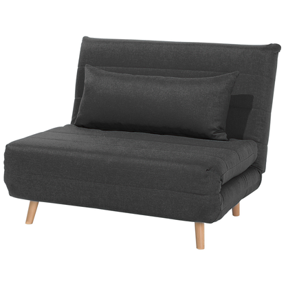 Small Sofa Bed Dark Grey Fabric 1 Seater Fold-Out Sleeper Armless Scandinavian Beliani