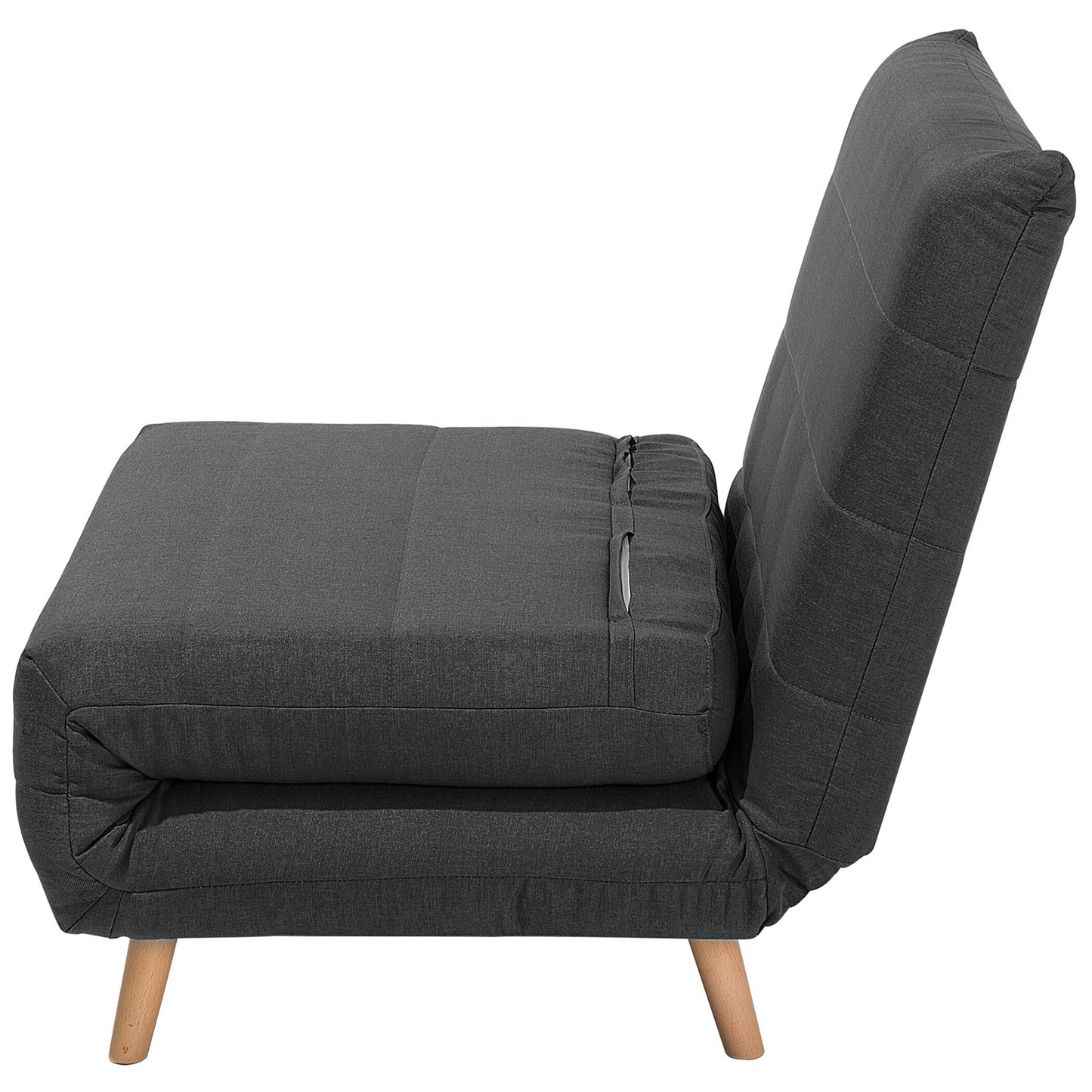 Small Sofa Bed Dark Grey Fabric 1 Seater Fold-Out Sleeper Armless Scandinavian Beliani