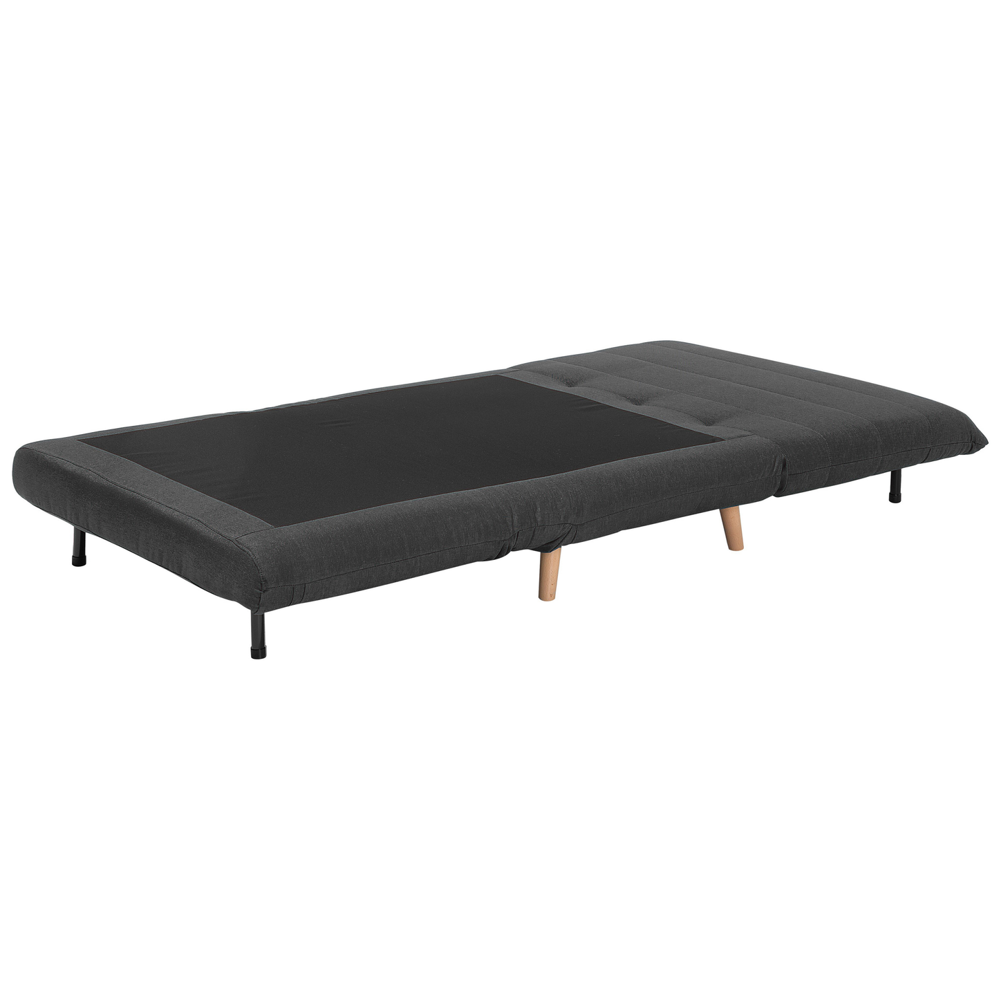 Small Sofa Bed Dark Grey Fabric 1 Seater Fold-Out Sleeper Armless Scandinavian Beliani