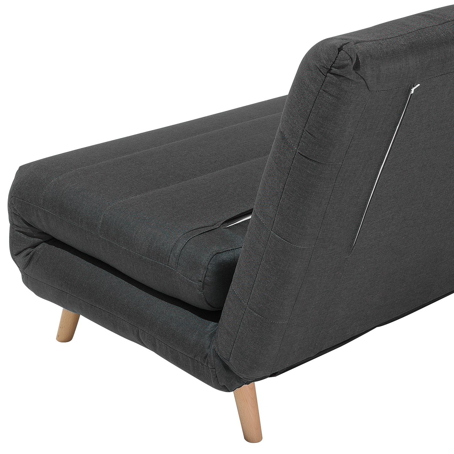 Small Sofa Bed Dark Grey Fabric 1 Seater Fold-Out Sleeper Armless Scandinavian Beliani