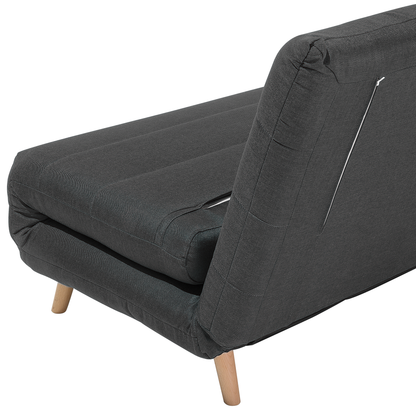 Small Sofa Bed Dark Grey Fabric 1 Seater Fold-Out Sleeper Armless Scandinavian Beliani