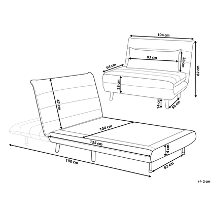 Small Sofa Bed Dark Grey Fabric 1 Seater Fold-Out Sleeper Armless Scandinavian Beliani