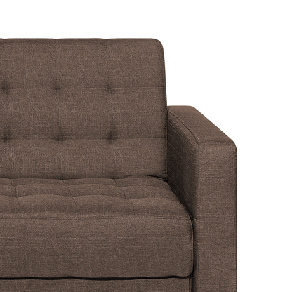 Sofa Bed Dark Brown Tufted Fabric Modern Living Room Modular 3 Seater Silver Legs Track Arm Beliani