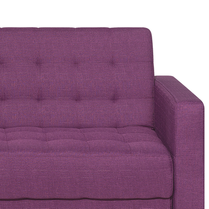 Sofa Bed Purple Tufted Fabric Modern Living Room Modular 3 Seater Silver Legs Track Arm Beliani