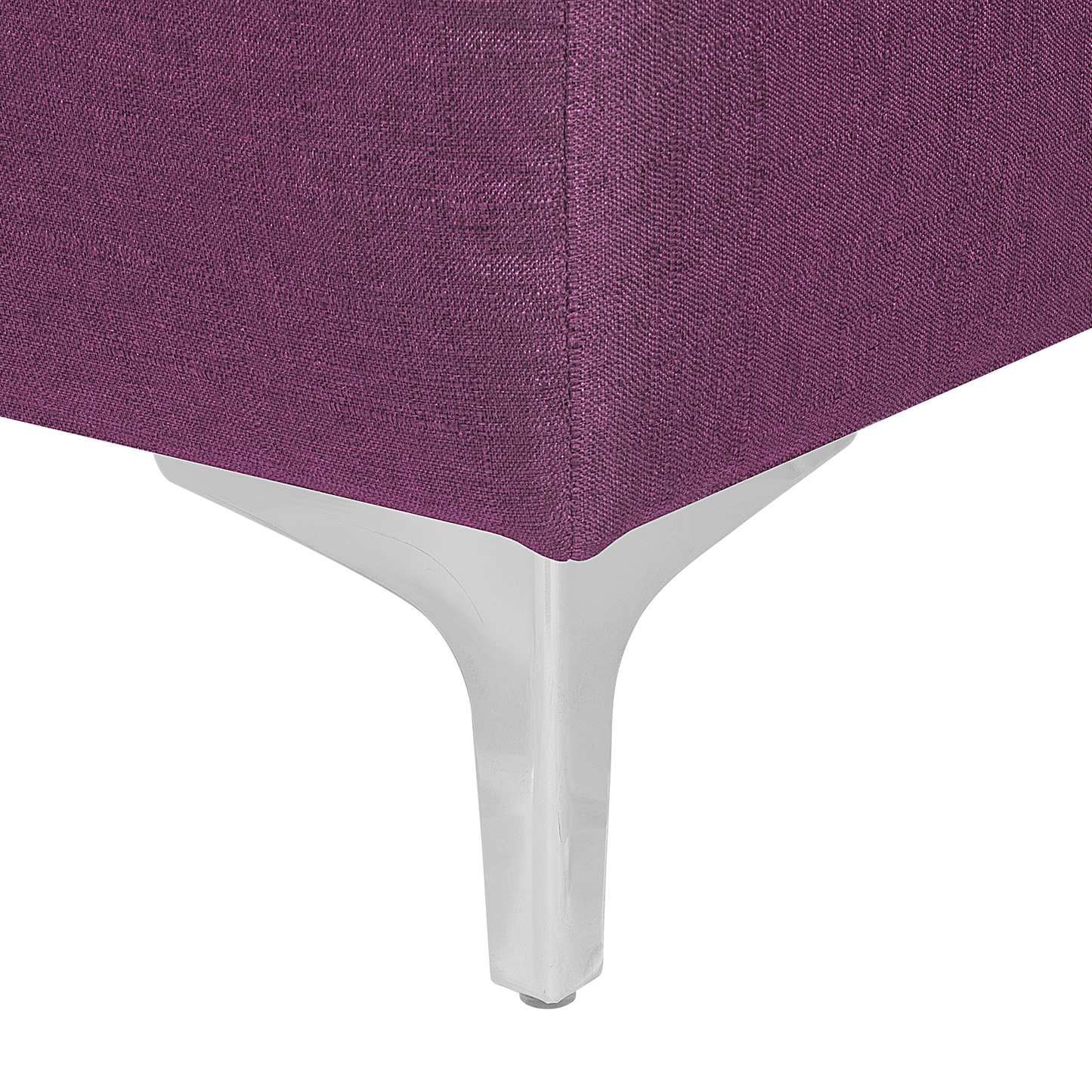 Sofa Bed Purple Tufted Fabric Modern Living Room Modular 3 Seater Silver Legs Track Arm Beliani