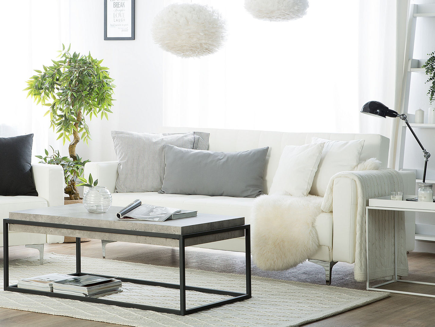 Sofa Bed White Faux Leather Tufted Modern Living Room Modular 3 Seater Silver Legs Track Arm Beliani