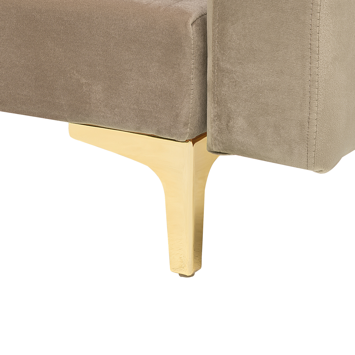 Sofa Bed Beige Velvet Tufted Fabric Modern Living Room Modular 3 Seater Gold Legs Track Arm Beliani