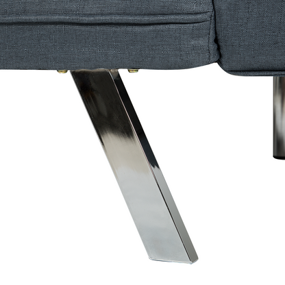 3 Seater Sofa Bed Dark Blue Upholstered Armless Modern Beliani