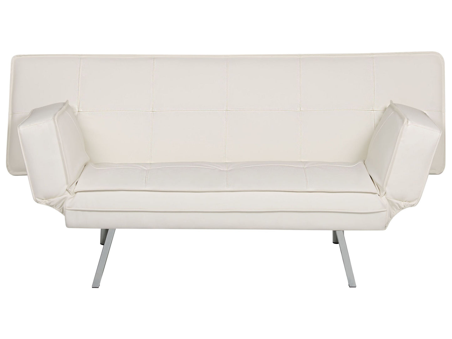 3 Seater Sofa Bed White Faux Leather Armless Modern Beliani