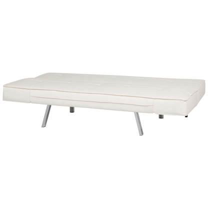 3 Seater Sofa Bed White Faux Leather Armless Modern Beliani