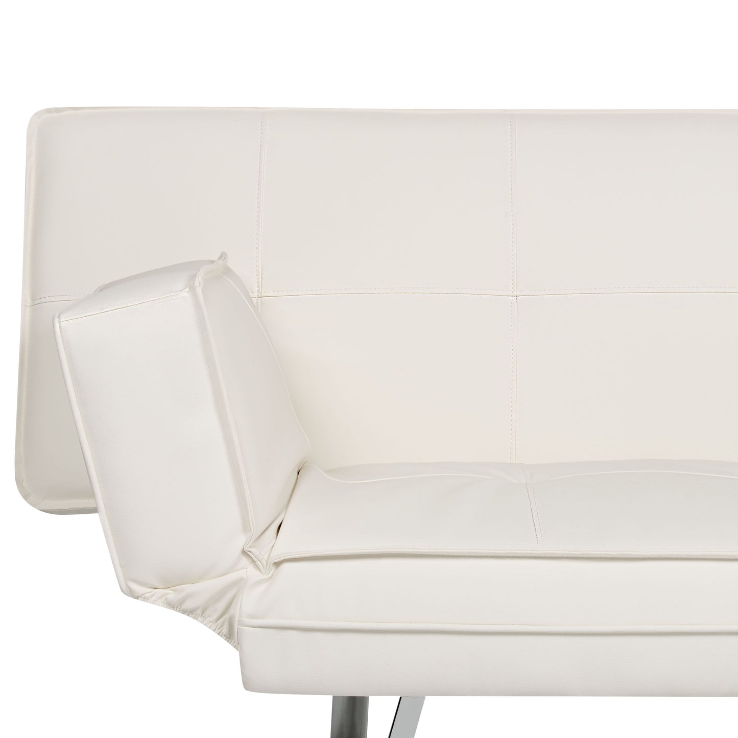 3 Seater Sofa Bed White Faux Leather Armless Modern Beliani