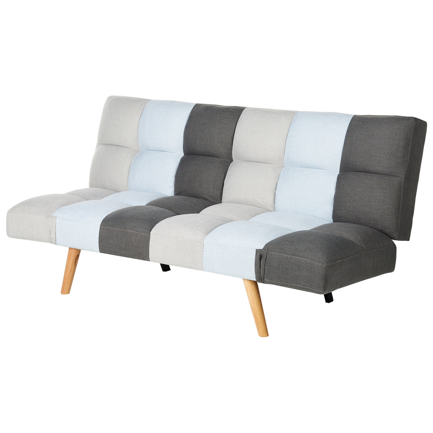 Sofa Bed Multicolour Fabric Upholstered 3 Seater Reclining Backrest Square Quilted Beliani