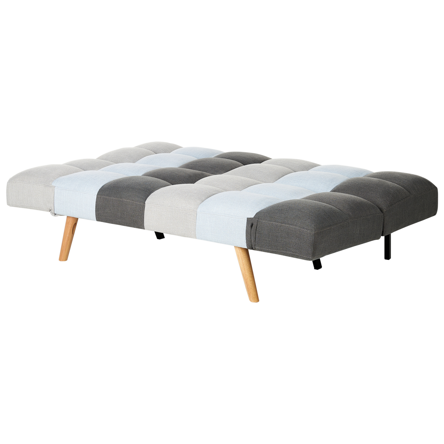 Sofa Bed Multicolour Fabric Upholstered 3 Seater Reclining Backrest Square Quilted Beliani