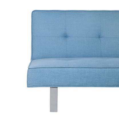 Sofa Bed Blue Fabric Upholstery 3 Seater Reclining Split Backrest Beliani