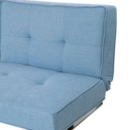 Sofa Bed Blue Fabric Upholstery 3 Seater Reclining Split Backrest Beliani