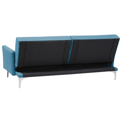 Sofa Bed Sea Blue 3 Seater Buttoned Seat Click Clack Beliani