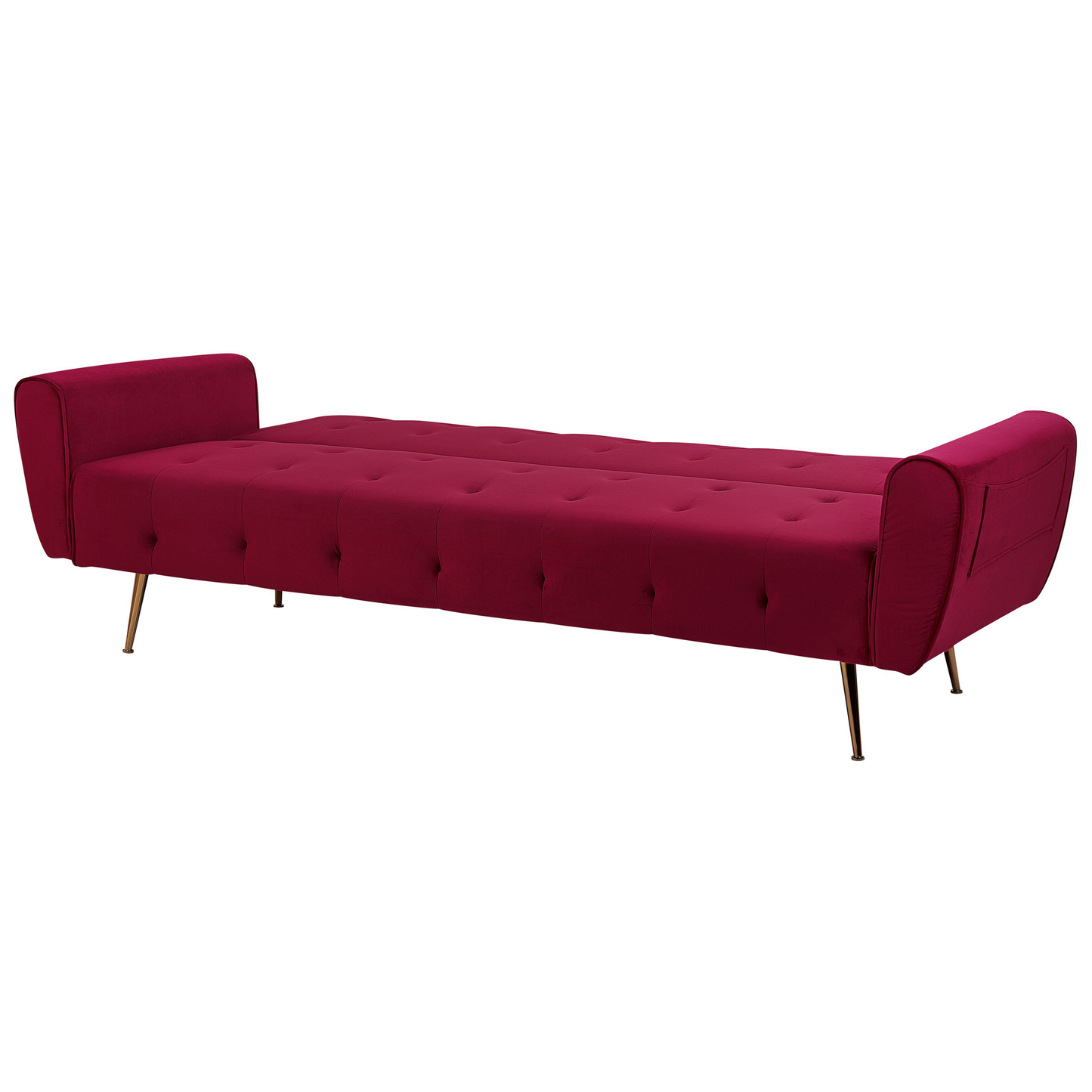 Sofa Bed Dark Red Velvet 3 Seater Metal Legs Upholstered Back Tufted Modern Beliani