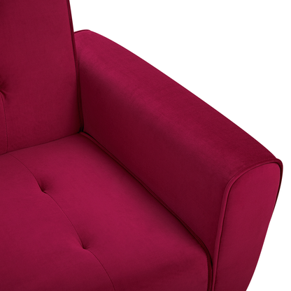 Sofa Bed Dark Red Velvet 3 Seater Metal Legs Upholstered Back Tufted Modern Beliani