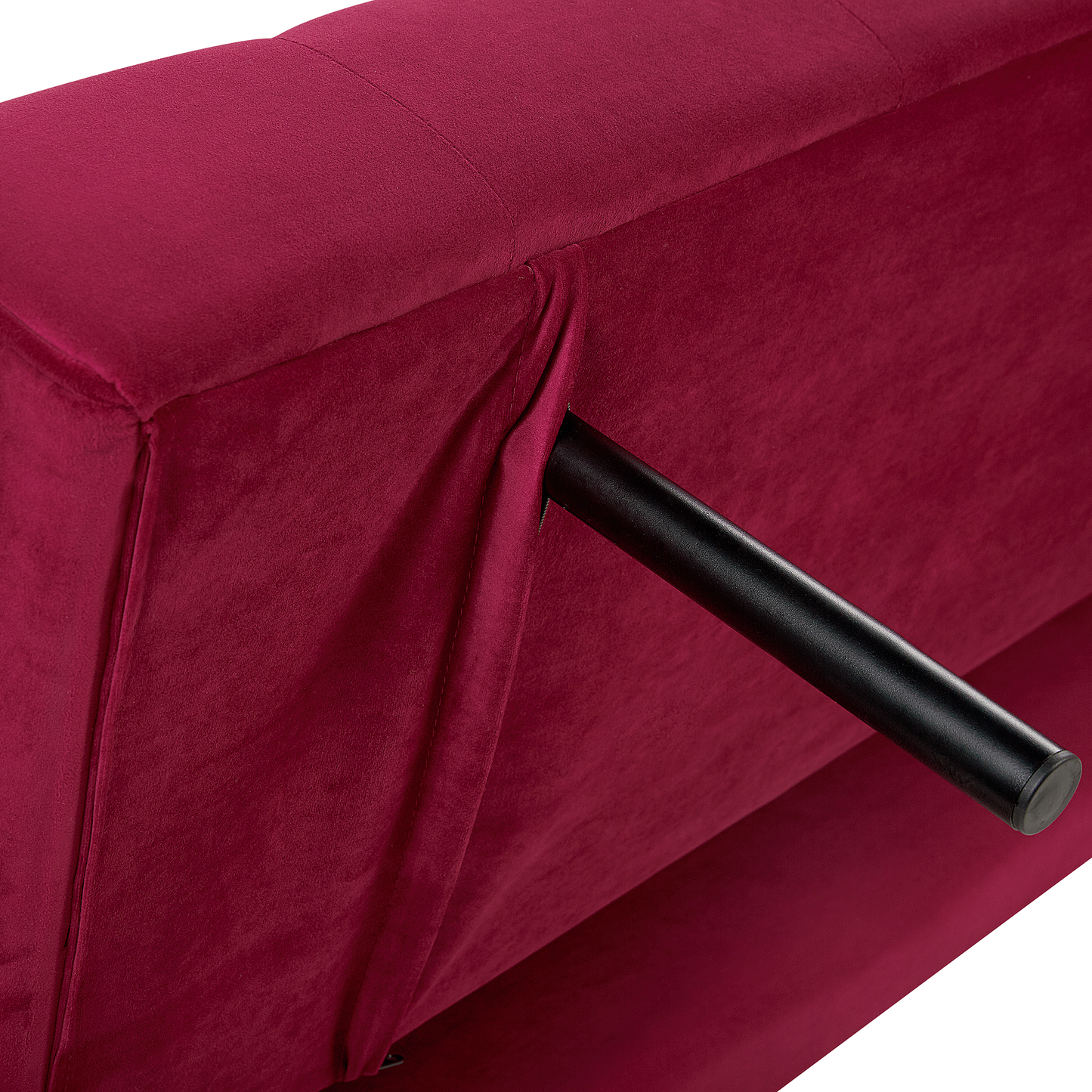 Sofa Bed Dark Red Velvet 3 Seater Metal Legs Upholstered Back Tufted Modern Beliani