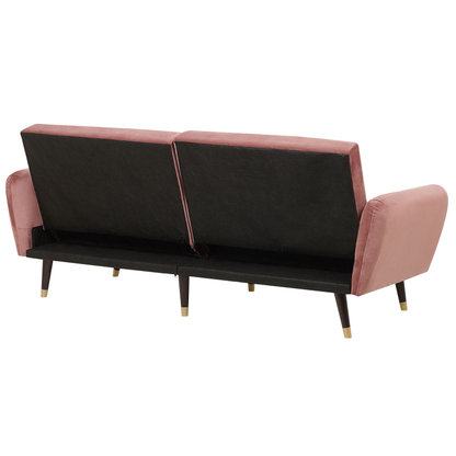 Sofa Bed Pink Sleeper Convertible Velvet Upholstery Elegant Glam Modern Living Room Bedroom Beliani