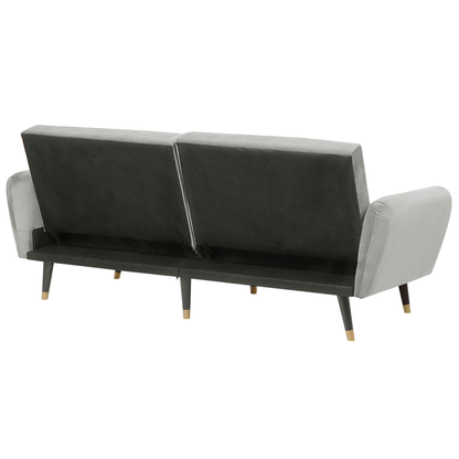 Sofa Bed Light Grey Sleeper Convertible Velvet Upholstery Elegant Glam Modern Living Room Bedroom Beliani