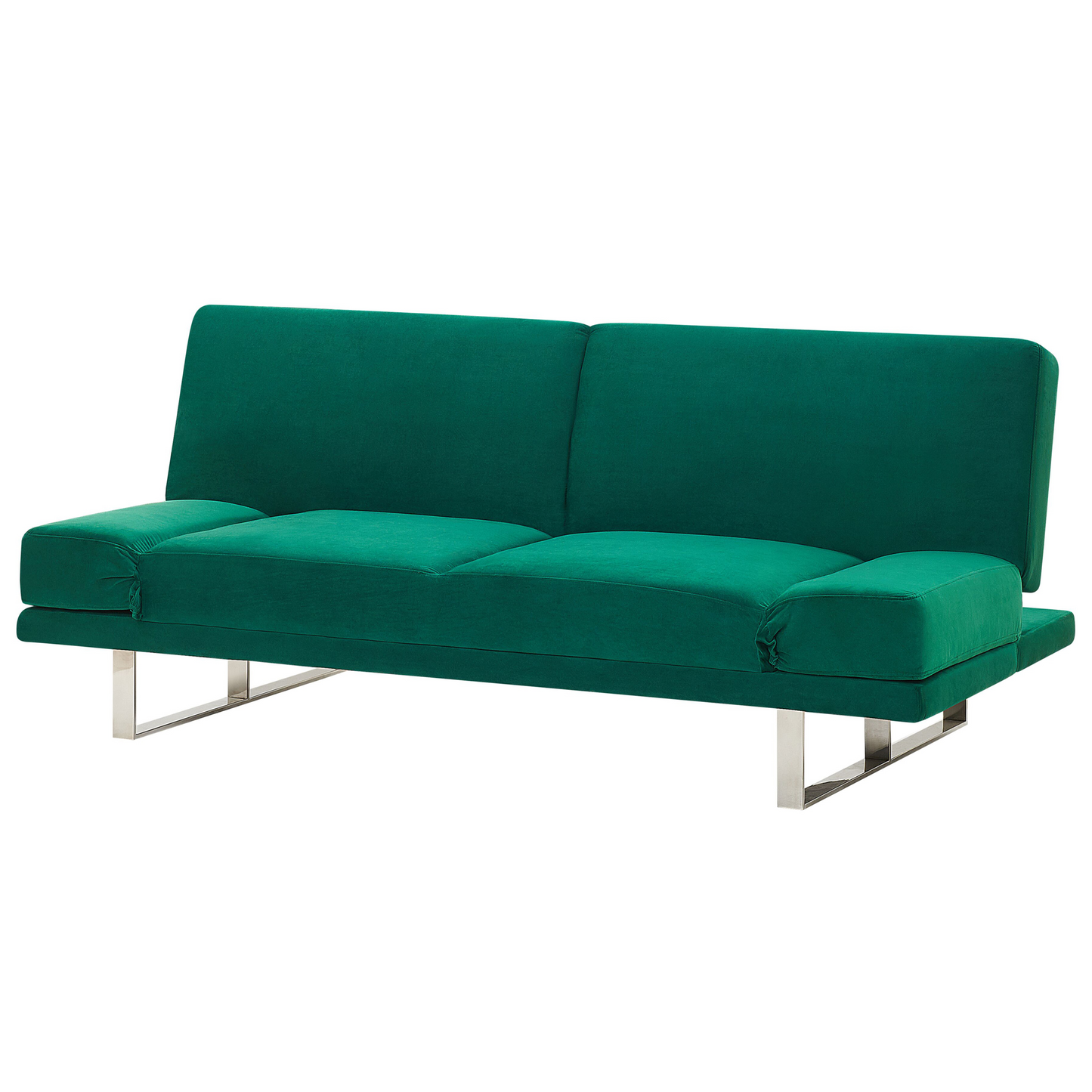Sofa Bed Green Velvet Upholstery 3 Seater Click Clack Mechanism Adjustable Armrests Beliani