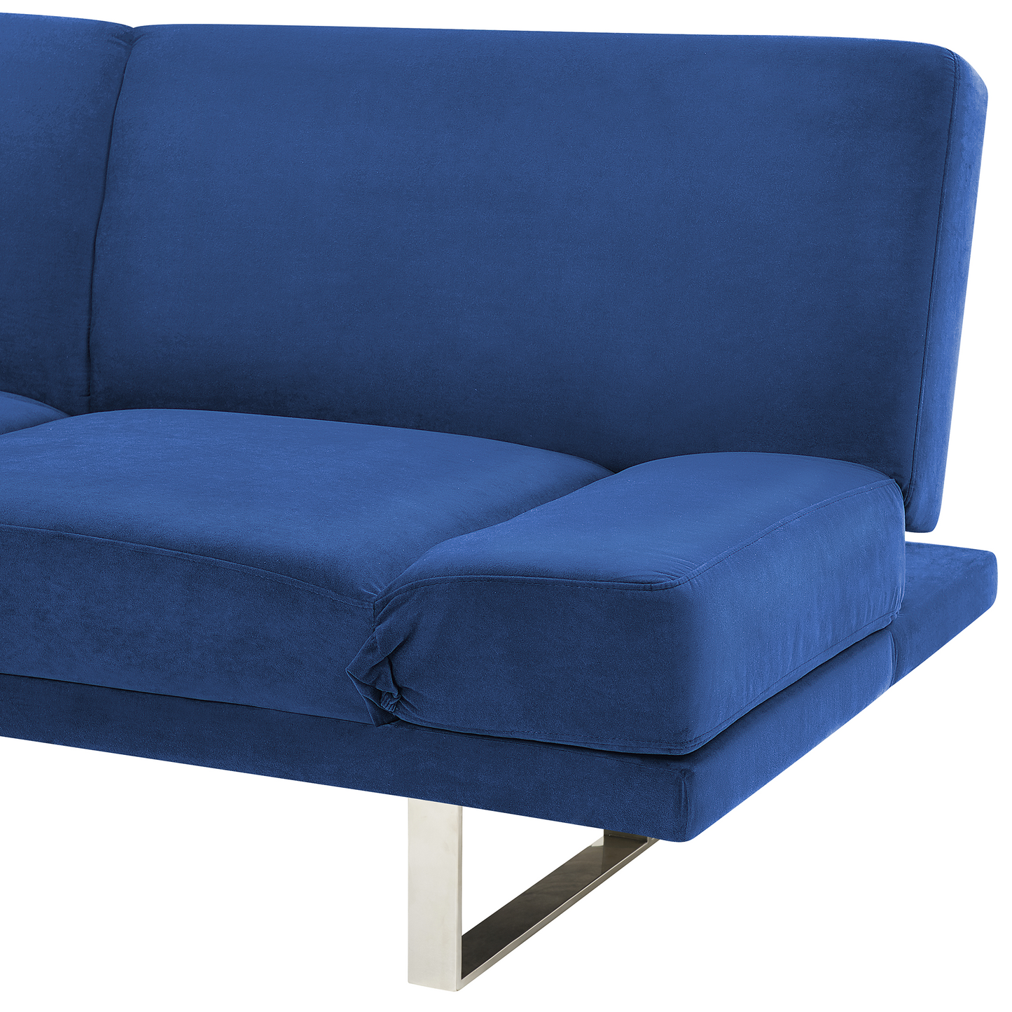 Sofa Bed Navy Blue Velvet Upholstery 3 Seater Click Clack Mechanism Adjustable Armrests Beliani