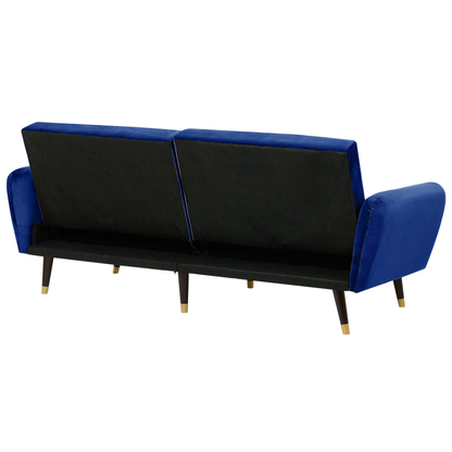 Sofa Bed Navy Blue Sleeper Convertible Velvet Upholstery Elegant Glam Modern Living Room Bedroom Beliani