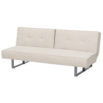 Sofa Bed Beige Fabric Upholstery 3 Seater Reclining Split Backrest Beliani