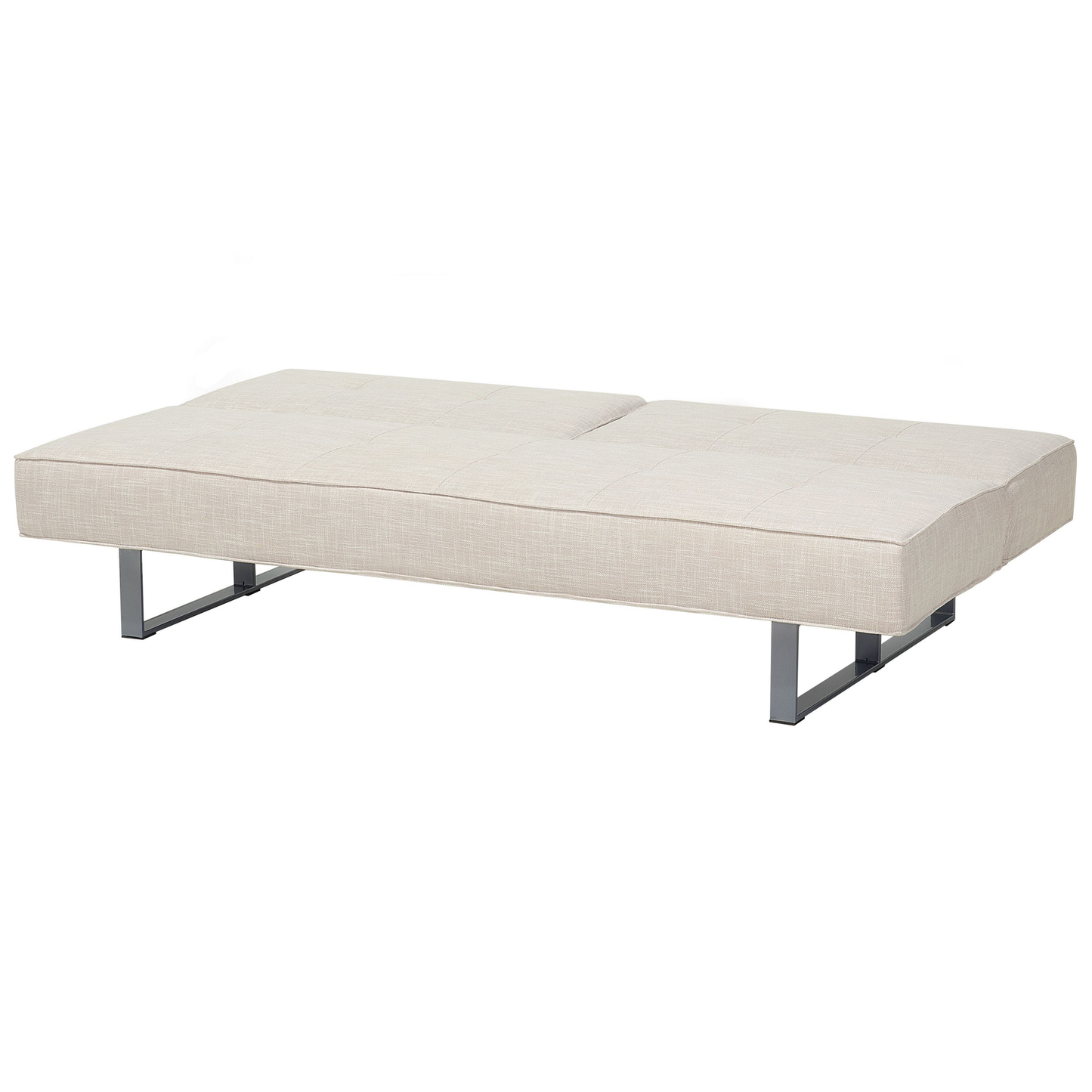 Sofa Bed Beige Fabric Upholstery 3 Seater Reclining Split Backrest Beliani