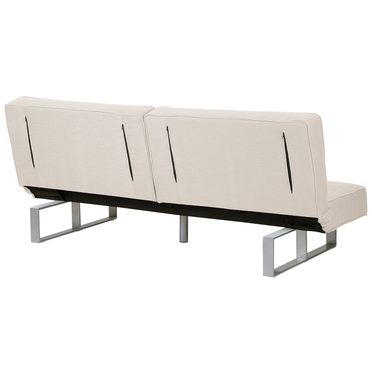 Sofa Bed Beige Fabric Upholstery 3 Seater Reclining Split Backrest Beliani