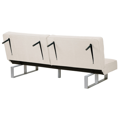Sofa Bed Beige Fabric Upholstery 3 Seater Reclining Split Backrest Beliani