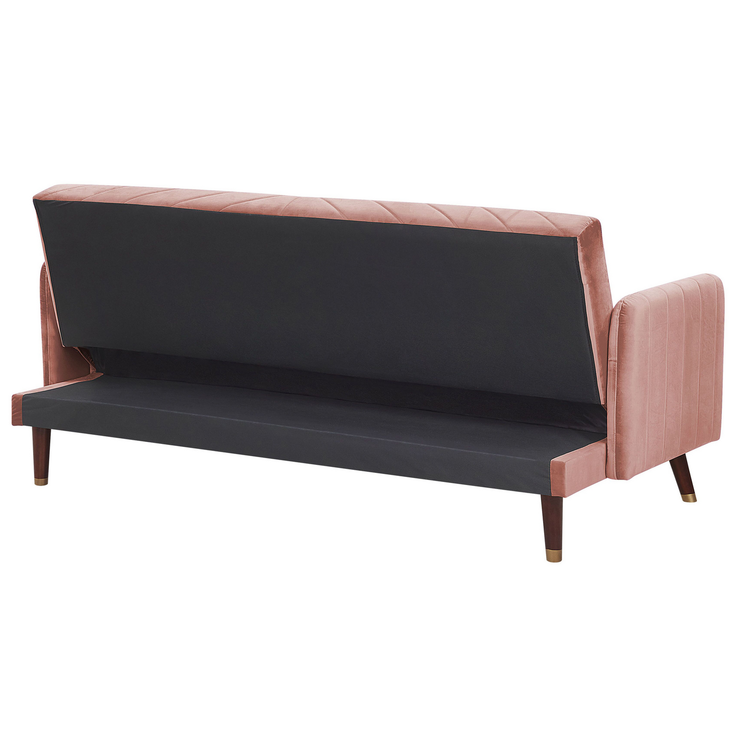 Sofa Bed Pink Velvet Fabric Retro Living Room 3 Seater Wooden Legs Track Arms Beliani