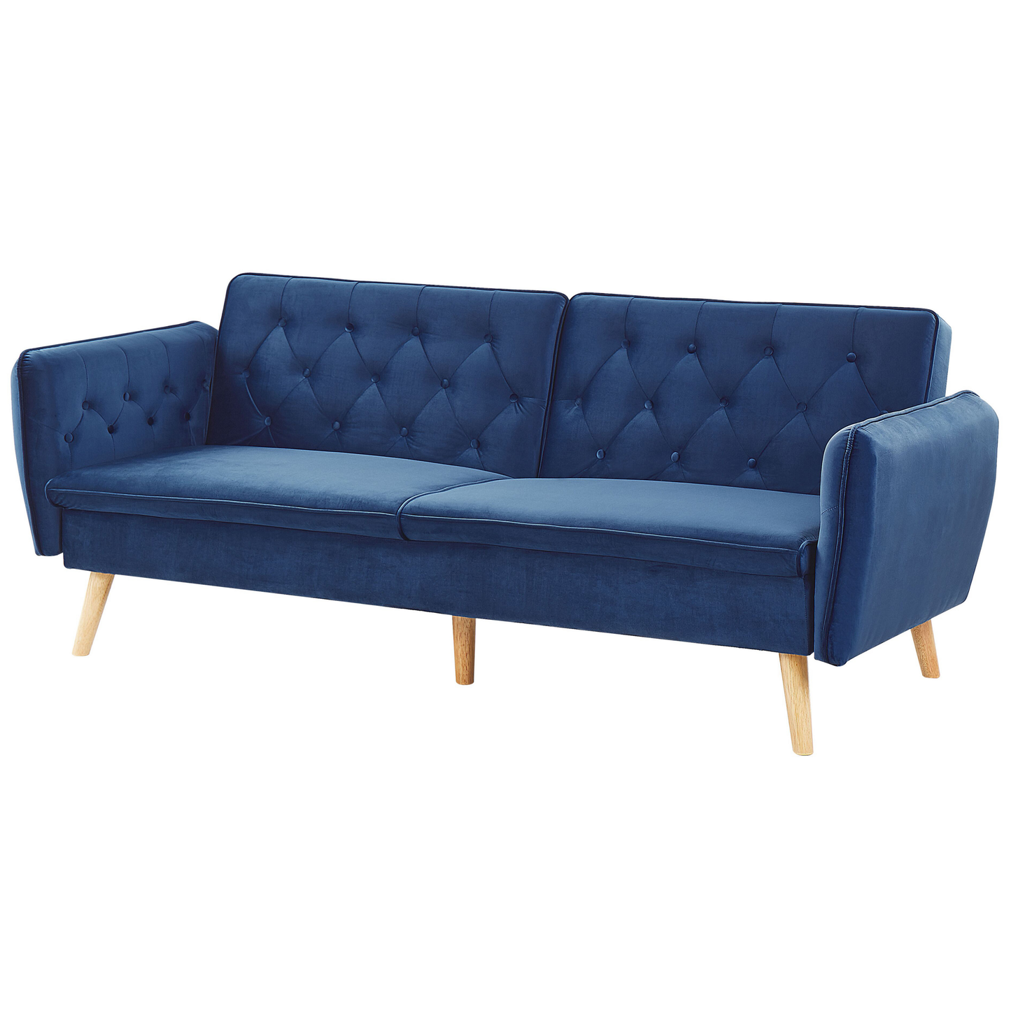 Sofa Bed Navy Blue Velvet Upholstered Convertible Couch Modern Design Buttoned Backrest  Beliani