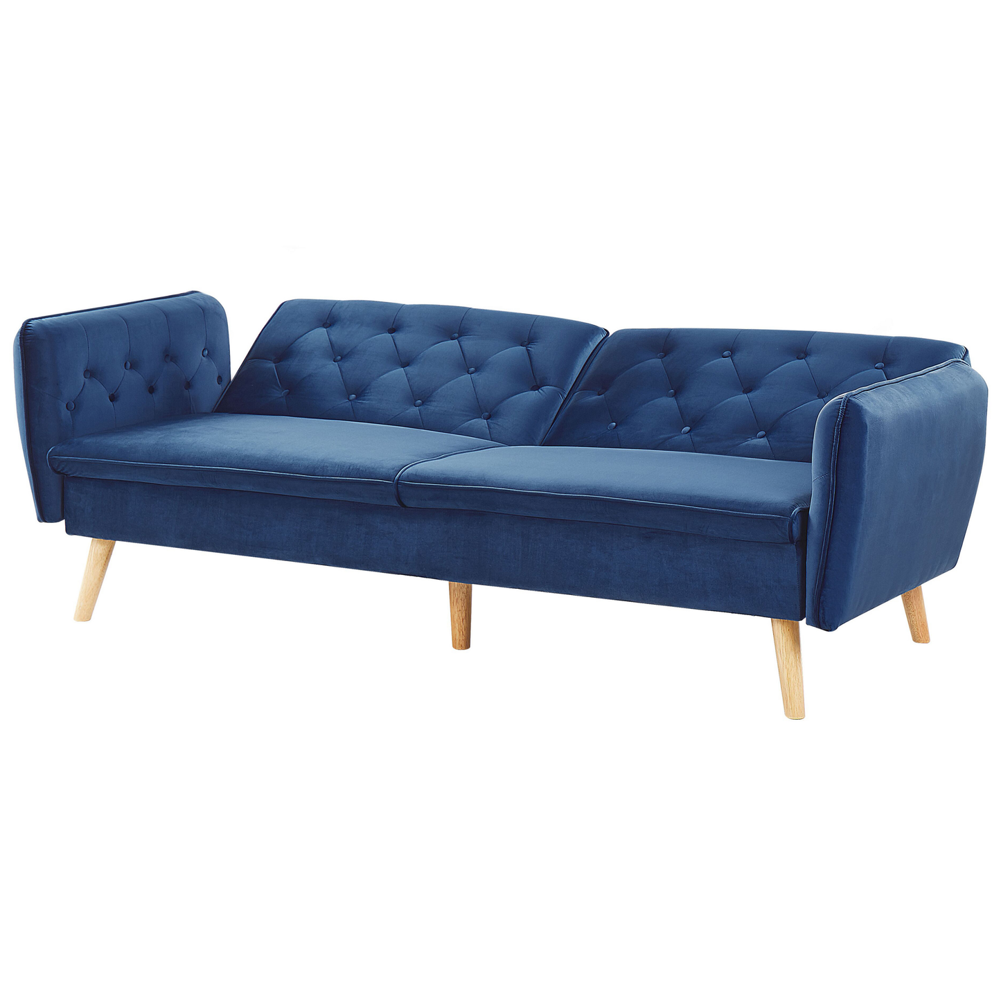 Sofa Bed Navy Blue Velvet Upholstered Convertible Couch Modern Design Buttoned Backrest  Beliani
