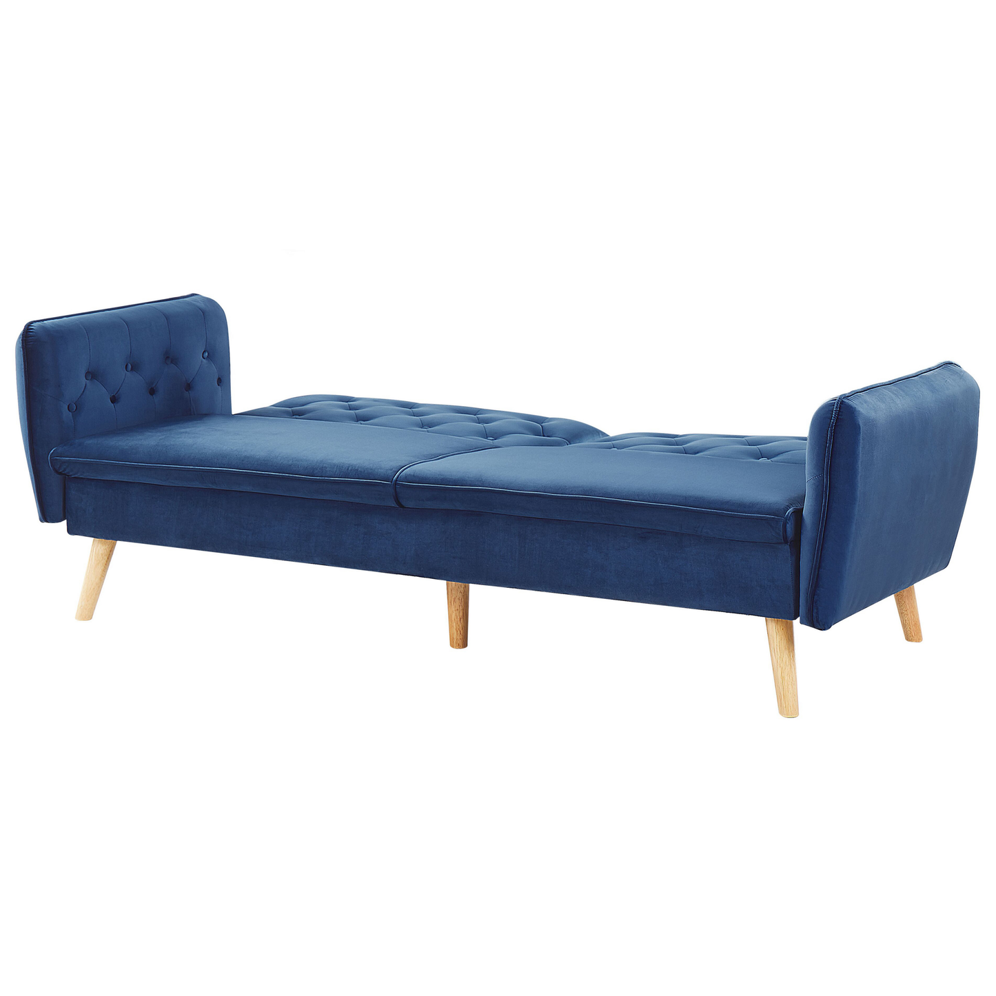 Sofa Bed Navy Blue Velvet Upholstered Convertible Couch Modern Design Buttoned Backrest  Beliani