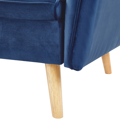Sofa Bed Navy Blue Velvet Upholstered Convertible Couch Modern Design Buttoned Backrest  Beliani