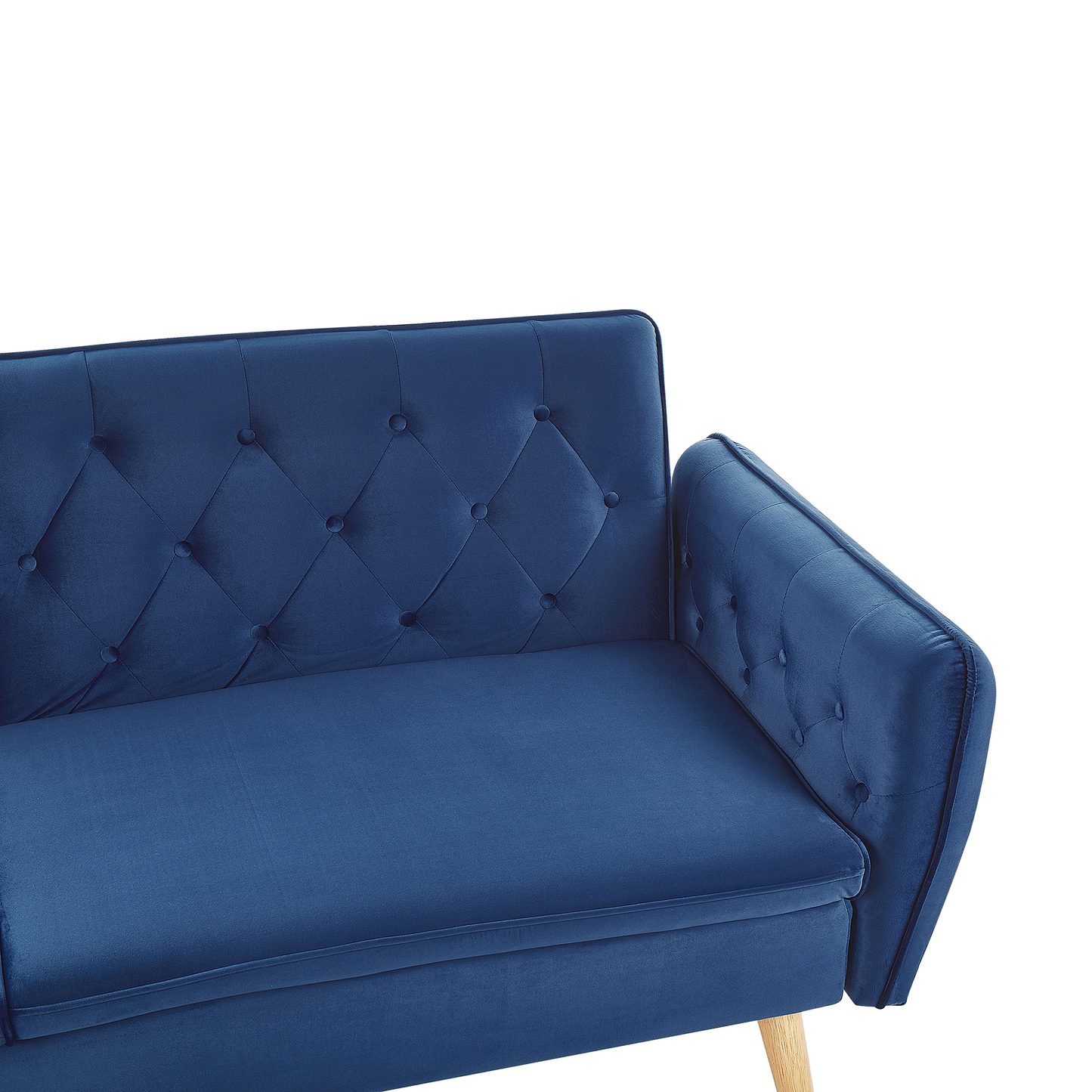 Sofa Bed Navy Blue Velvet Upholstered Convertible Couch Modern Design Buttoned Backrest  Beliani