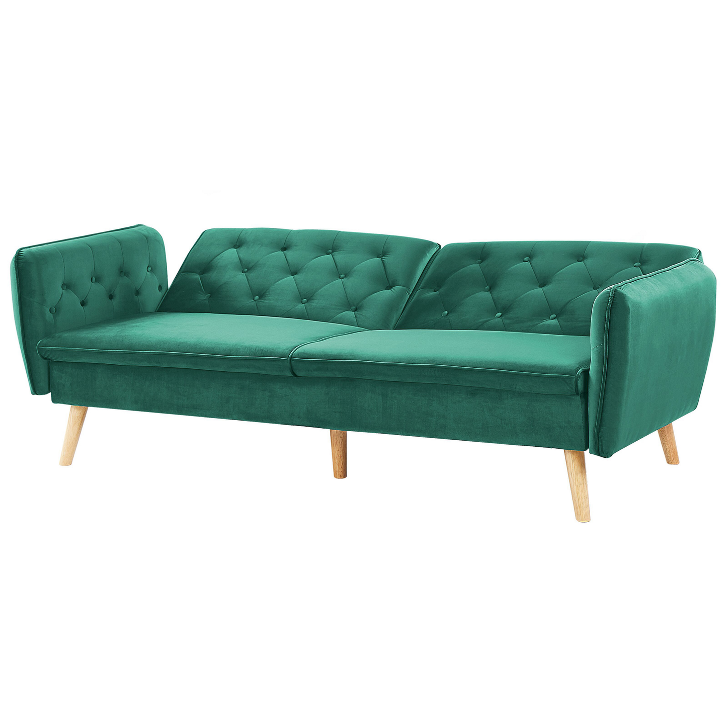 Sofa Bed Dark Green Velvet Upholstered Convertible Couch Modern Design Buttoned Backrest  Beliani