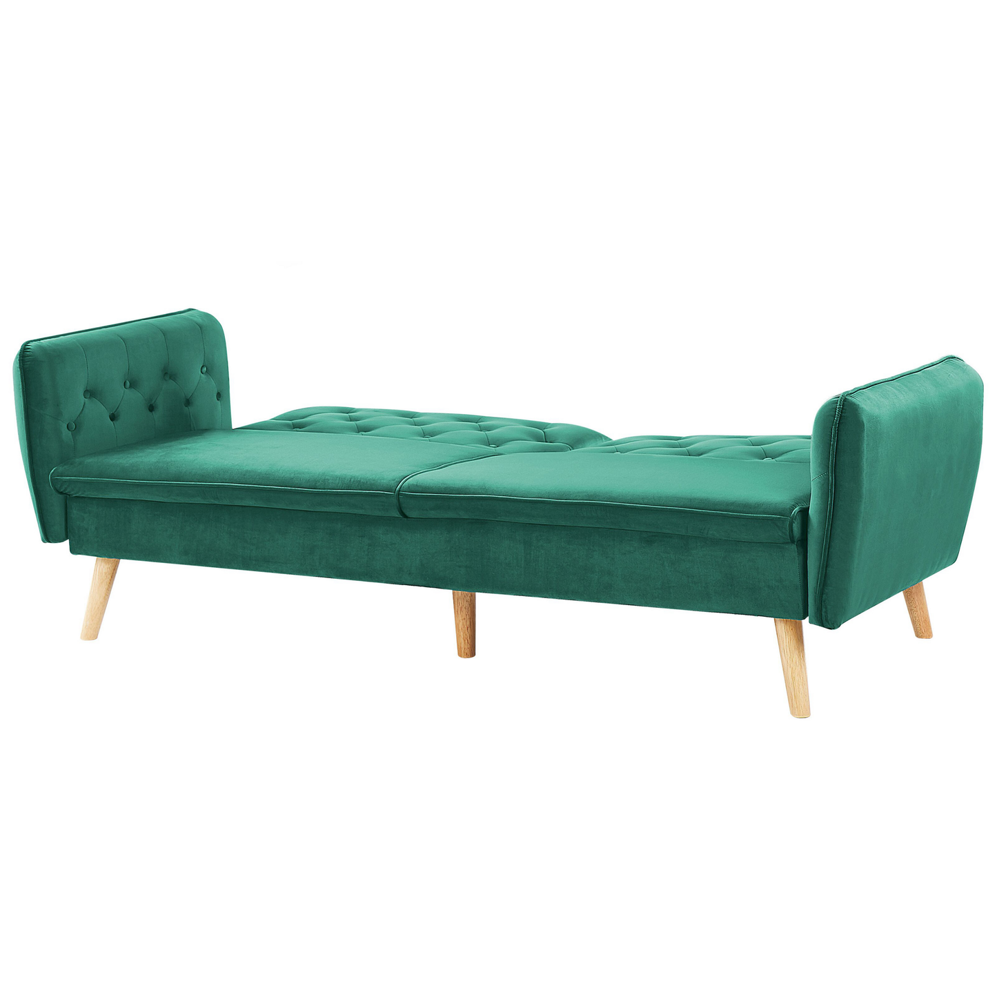 Sofa Bed Dark Green Velvet Upholstered Convertible Couch Modern Design Buttoned Backrest  Beliani