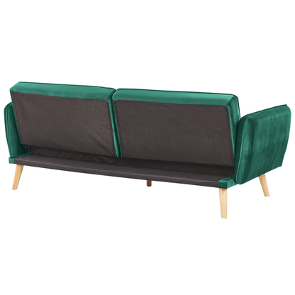 Sofa Bed Dark Green Velvet Upholstered Convertible Couch Modern Design Buttoned Backrest  Beliani