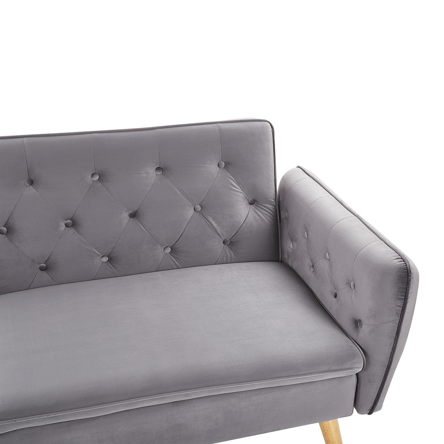 Sofa Bed Grey Velvet Upholstered Convertible Couch Modern Design Buttoned Backrest  Beliani