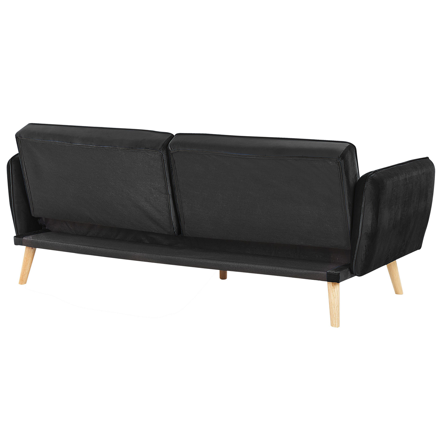 Sofa Bed Black Velvet Upholstered Convertible Couch Modern Design Buttoned Backrest  Beliani