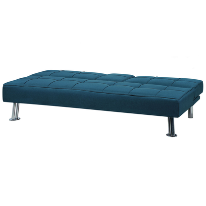 Sofa Bed Blue 3 Seater Drop Down Table Click Clack Beliani