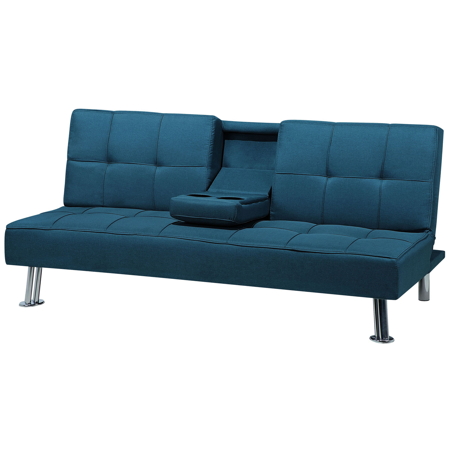 Sofa Bed Blue 3 Seater Drop Down Table Click Clack Beliani