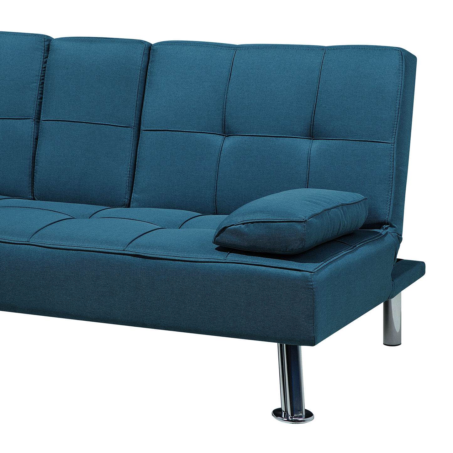 Sofa Bed Blue 3 Seater Drop Down Table Click Clack Beliani